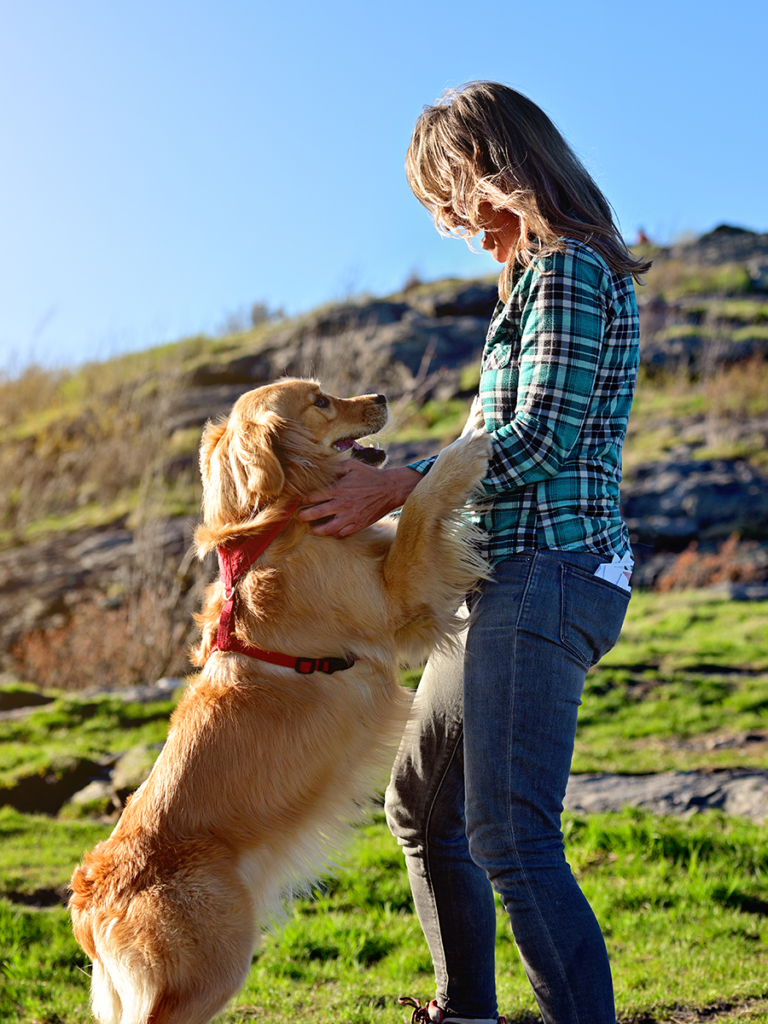 Ky Delaney with dog Ellie in western North Carolina